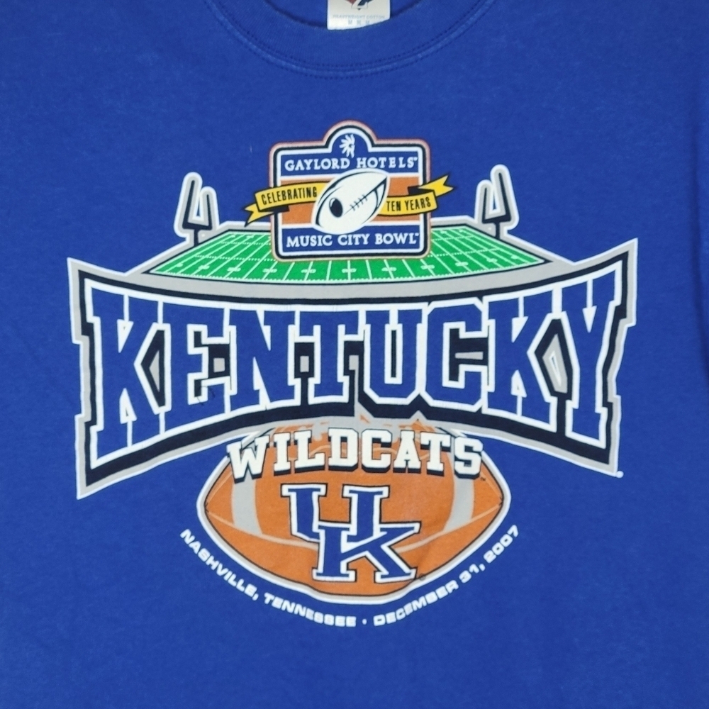 Vintage Y2K University of Kentucky Wildcats Music City Bowl UK T-Shirt Blue Sz M - Picture 3 of 4